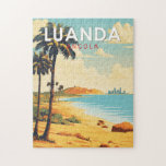 Luanda Angola Travel Art Vintage Jigsaw Puzzle<br><div class="desc">Luanda retro vector travel design. Luanda,  the capital of Angola,  is a port city on the west coast of Southern Africa. A seafront promenade known as the Marginal runs alongside Luanda Bay.</div>