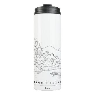 Luang Prabang Laos Minimalist Line Art Thermal Tumbler