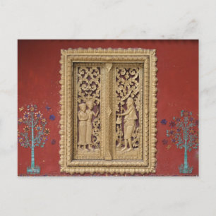 luang red gold window postcard