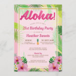 Luau 21st Birthday Party Invitation<br><div class="desc">If you need custom colours or assistance in creating your design,  feel free to contact me at zazzlepartydepot@gmail.com. I look forward to hearing from you!</div>