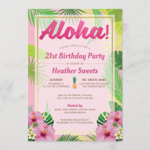 Luau 21st Birthday Party Invitation