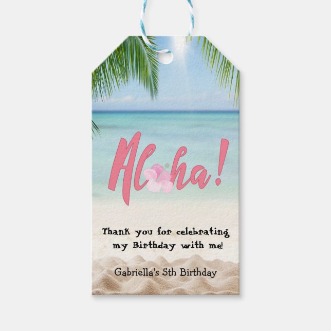 Luau Aloha Birthday Gift Tag (Front)