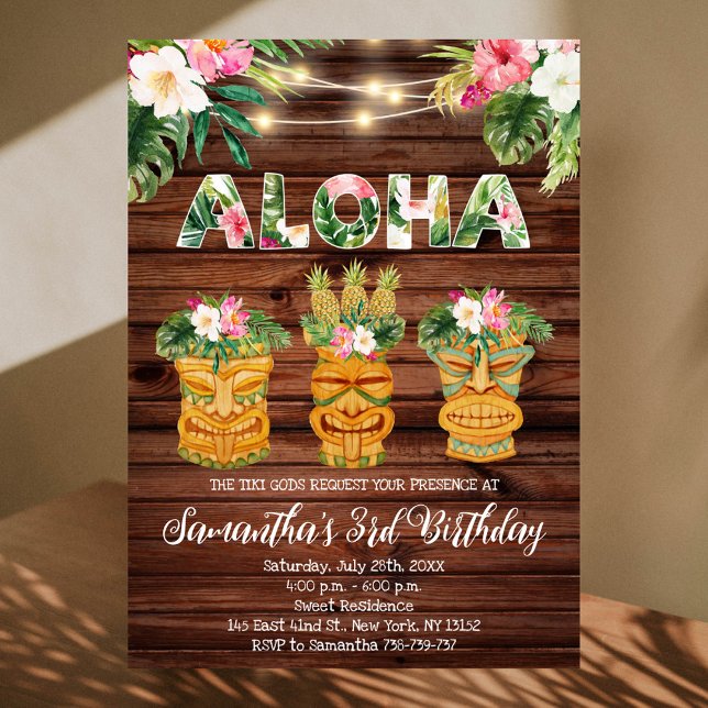 Luau Aloha Birthday String Light Party Invitation (Creator Uploaded)