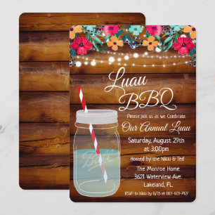 Luau Aloha Mason Jar Invitation
