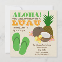 Luau Aloha - Pineapple Flip Flops Coconut Hibiscus