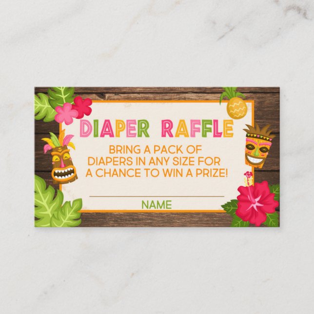 Luau Baby Shower Diaper Raffle Card (Front)
