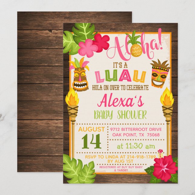 Luau Baby Shower Invitation (Front/Back)