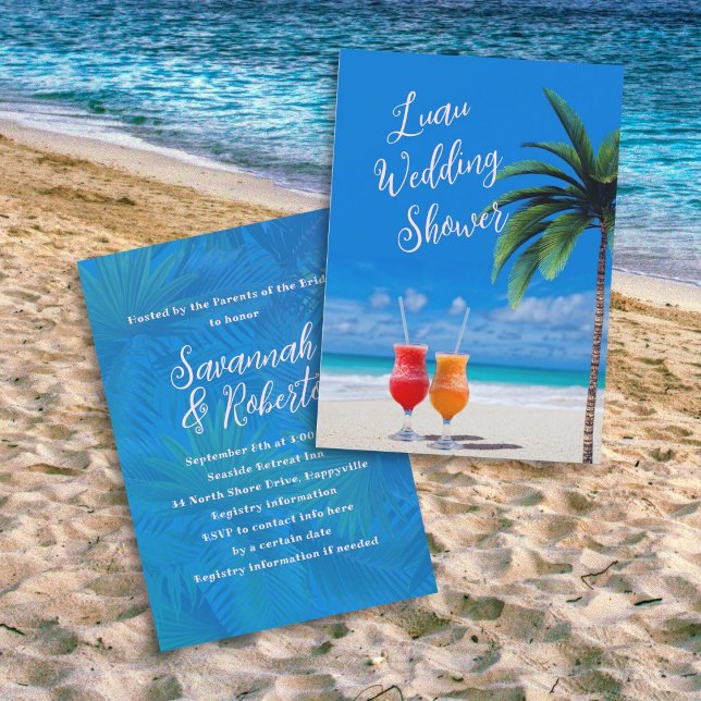 Luau Beach Cocktails Bridal Wedding Shower Invitation (Creator Uploaded)