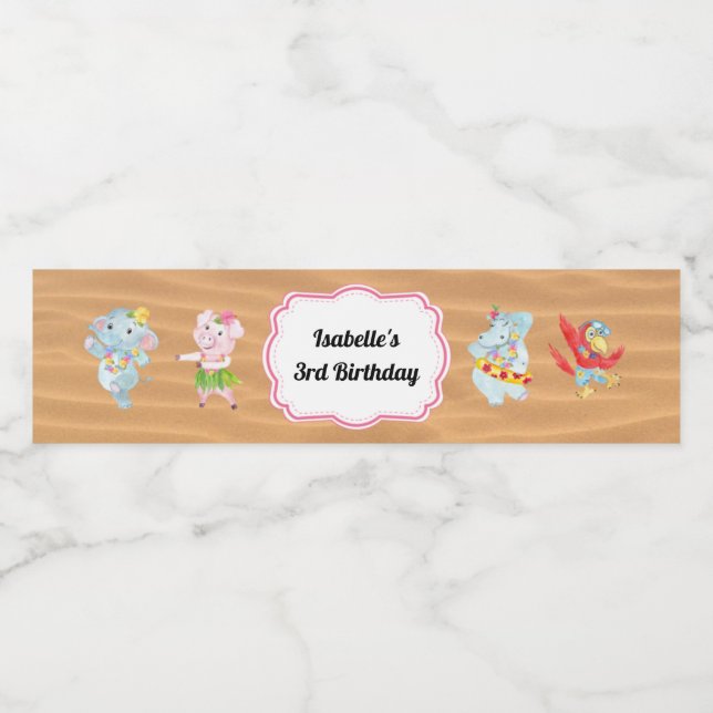 Luau Beach Party Water Bottle Label (Single Label)