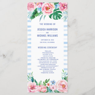 Luau Beach Tropical Floral Hawaiian Wedding Programme