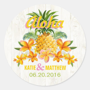 Luau Beach Tropical Floral Wedding Label