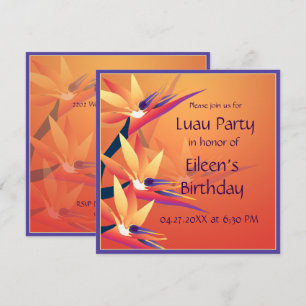 Luau  Birthday Bird-of Paradise Tropical Party Invitation