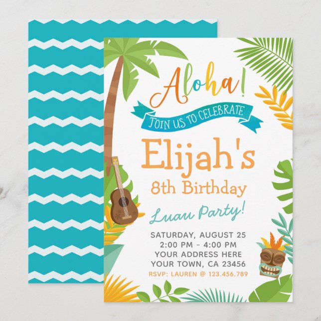 Luau Birthday Invitation (Front/Back)