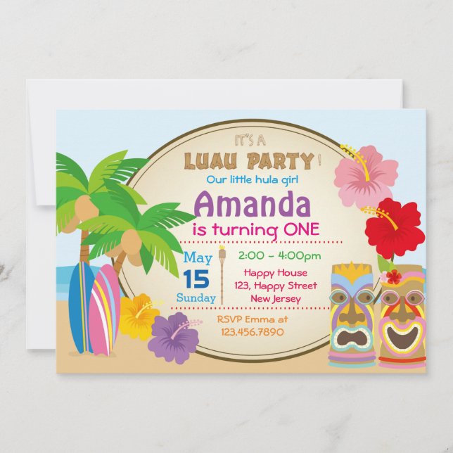Luau Birthday Invitation (Front)