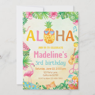 Luau Birthday Invitation Hawaiian Tropical Party