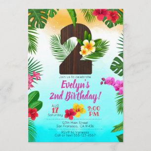 Luau Birthday, Invitation Luau Party 2nd Birthday