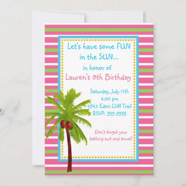 Luau Birthday Invitations (Front)