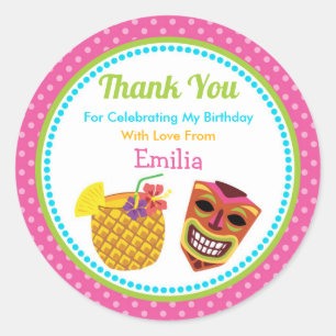 Luau Birthday Party Favour Sticker