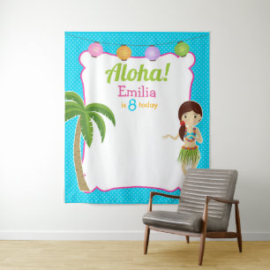 Luau Birthday Party Hawaiian Photo Backdrop Tapestry