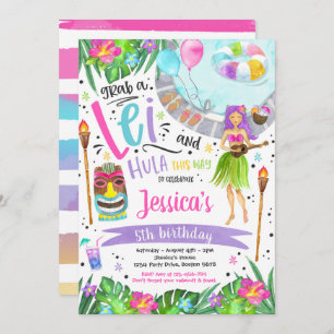 Luau Birthday Party Hawaiian Pineapple Pool Party Invitation