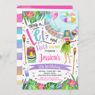Luau Birthday Party Hawaiian Pineapple Pool Party Invitation