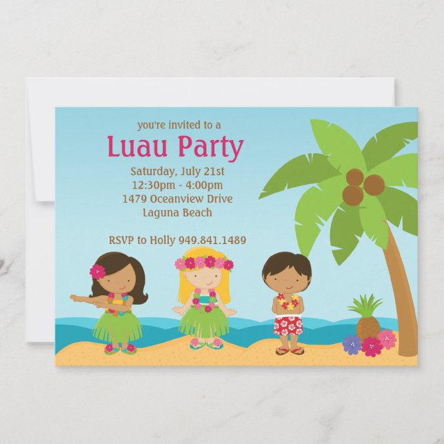 Luau Birthday Party Invitation (Front)