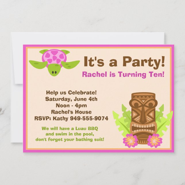 Luau Birthday Party Invitation (Front)