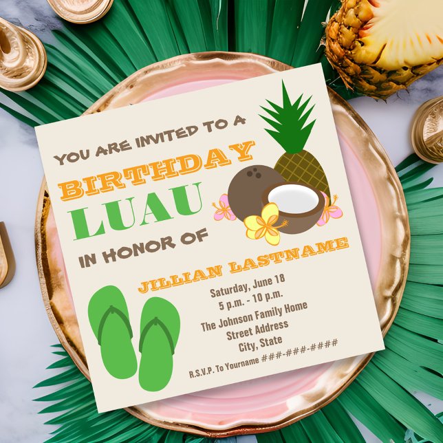 Luau Birthday Party Invitation (Creator Uploaded)