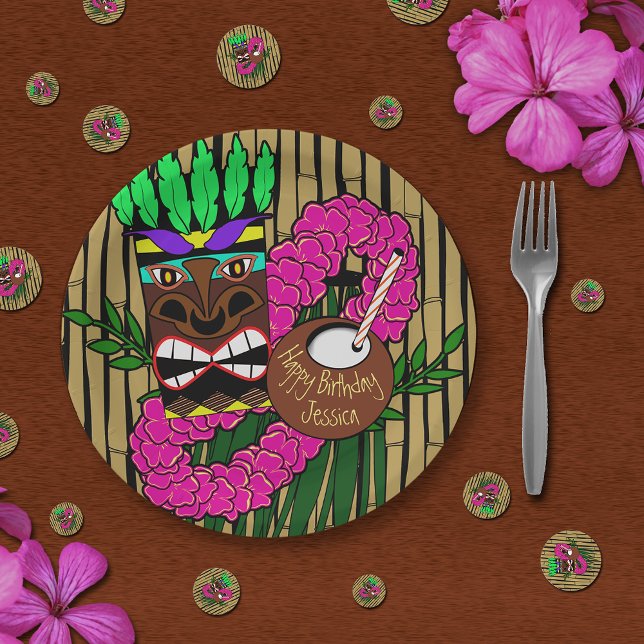 Luau Birthday Party Plates Custom Name (Creator Uploaded)