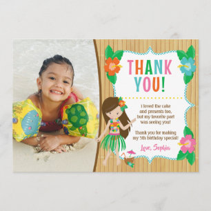 Luau Birthday Thank You Card with Photo