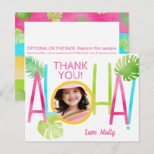 Luau Birthday Tropical Aloha Photo Thank You Card