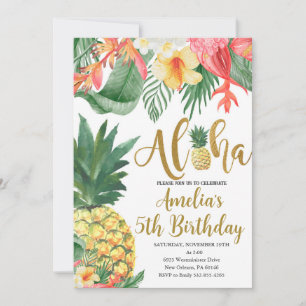Luau Birthday, Tropical Birthday Party, Aloha Invitation