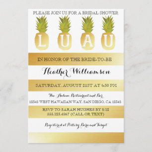 Luau Bridal Shower Gold Invitation