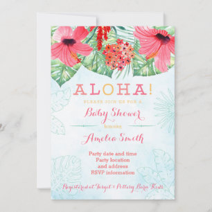 Luau bridal shower, hawaii baby shower, tropical invitation