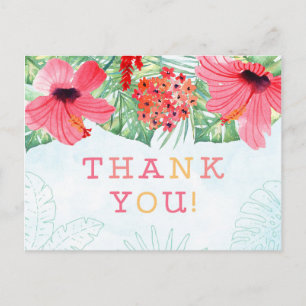 luau bridal shower thank you postcard
