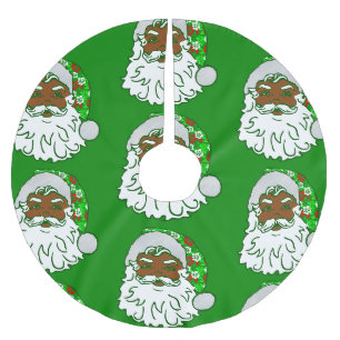 luau christmas hawaiian african black santa claus brushed polyester tree skirt