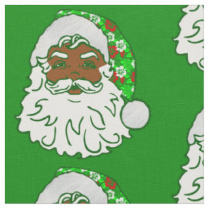 luau christmas hawaiian african black santa claus fabric