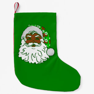 luau christmas hawaiian african black santa claus  small christmas stocking