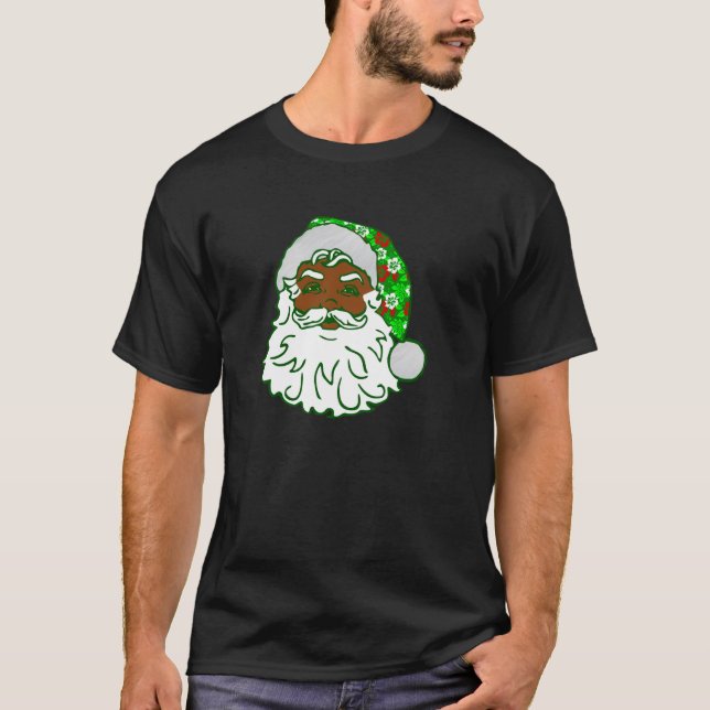 luau christmas hawaiian black african santa hawaii T-Shirt (Front)
