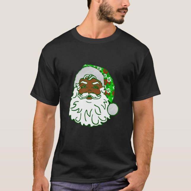 luau christmas hawaiian black african santa hawaii T-Shirt (Front)