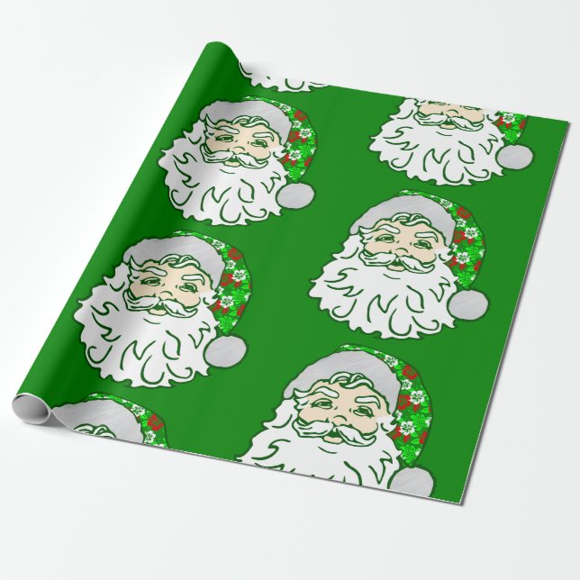 luau christmas hawaiian santa claus  wrapping paper (Unrolled)