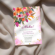 Luau Colourful Tropical Floral Birthday Party Aloh