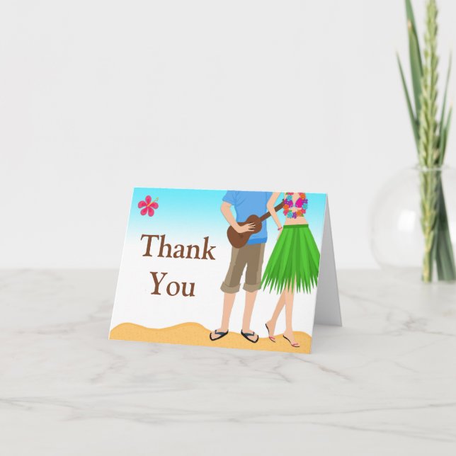 Luau Couple Wedding Shower Thank You Card (Front)
