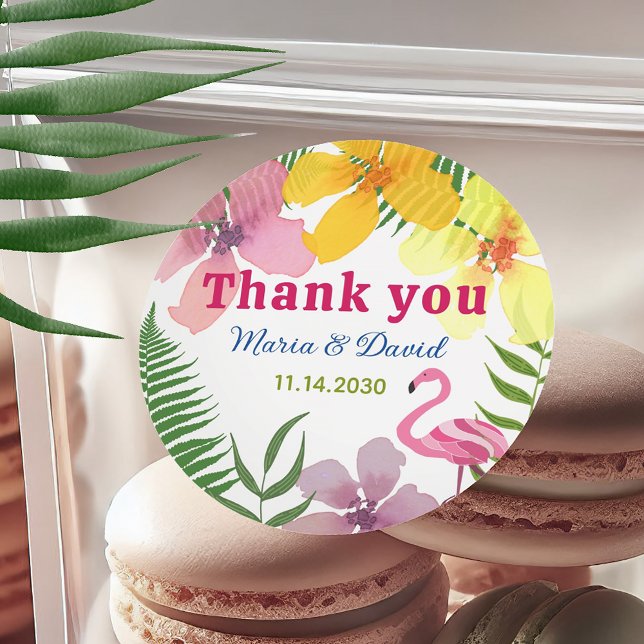 Luau Engagement Party Thank You Classic Round Sticker (Creator Uploaded)