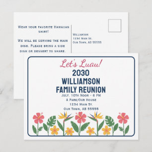 Luau Family Reunion Tropical Floral Holiday Postcard