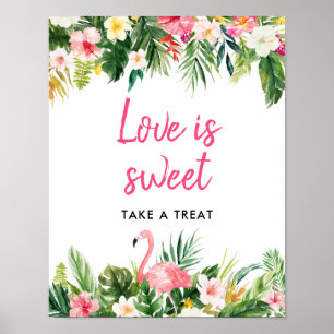 Luau Flamingo Tropical Love Is Sweet Favours Sign