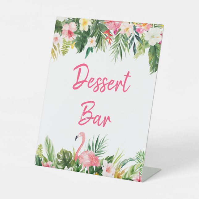 Luau Flamingo Tropical Shower Dessert Bar Sign (Front)