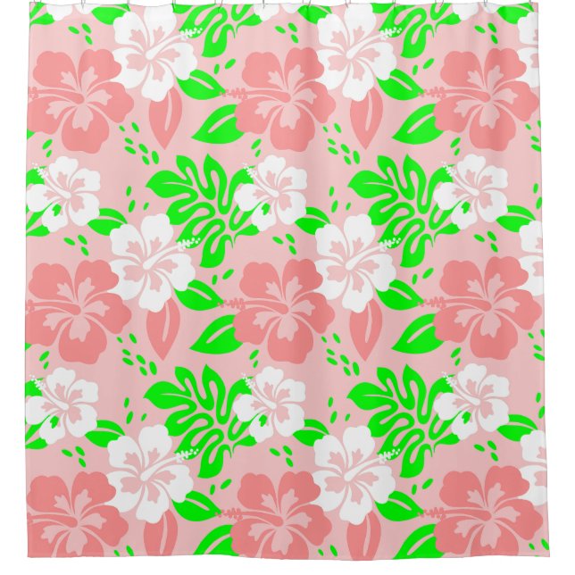 luau floral tropical hibiscus flowers pink shower curtain (Front)