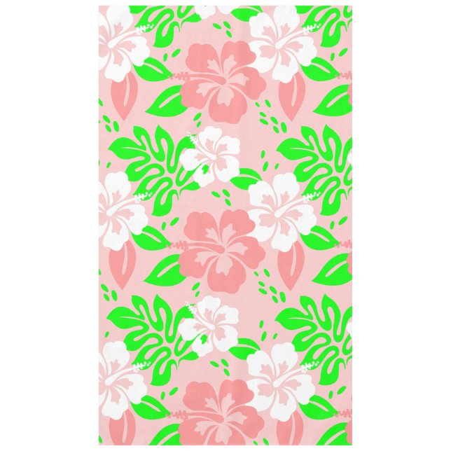 luau floral tropical hibiscus flowers pink tablecloth (Front)