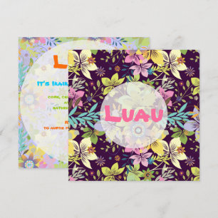 Luau, Flowers, DIY background colour. Invitation